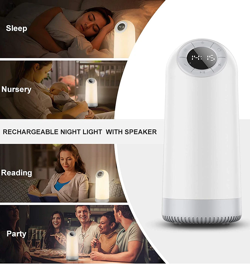 

Touch Sensor LED Night Light Big Screen Alarm Clock Timer 3-Level Warm Light RGB Colourful Touch Lamps For Bedrooms And Office