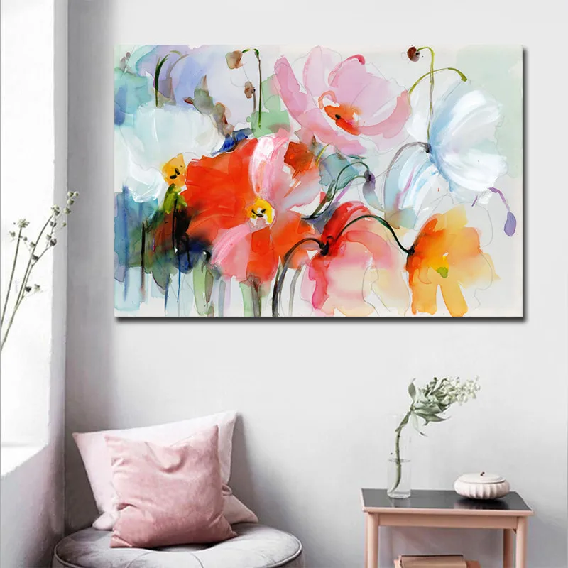 

Watercolor Floral Flower Modern Minimalist Alpine Oil Painting on Canvas Posters Print Wall Art Pictures Cuadros For Living Room
