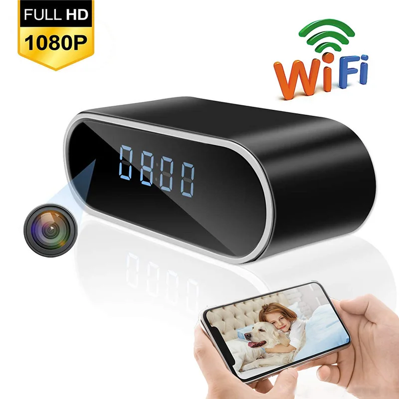 Беспроводная мини камера с часами и Wi Fi часы видеокамерой P IP/AP функция ночного