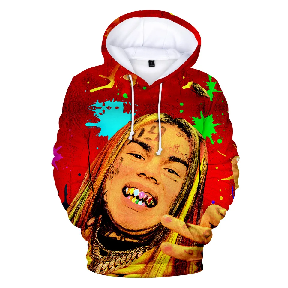

Новые мужские/женские толстовки в стиле рэпера Tekashi69 6ix9ine, свитшоты в стиле Харадзюку, пуловер в стиле хип-хоп с капюшоном, Повседневная заба...