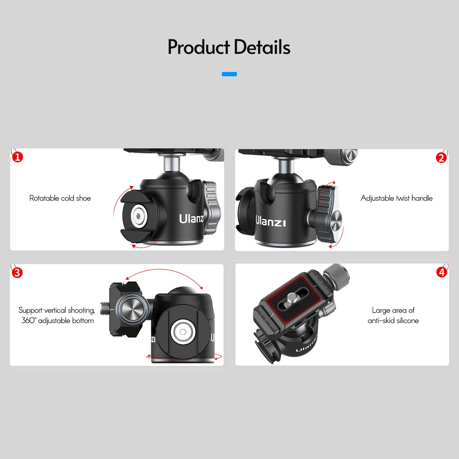 Ulanzi шаровая Головка Arca Swiss боковая холодная башмак с быстроразъемной пластиной 1/4