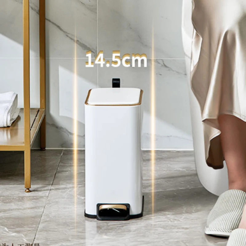 Мусорная корзина Fypo с педалью из нержавеющей стали узкий металлический бытовой