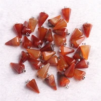 2450 pcslot natural stone carnelian cherry quartz crystal charms pendants for necklace faceted pendulum free shipping