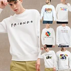 Новинка, свитшот с длинным рукавом, базовая одежда унисекс, белый пуловер, Повседневная теплая толстовка с мультяшным рисунком хороший друг