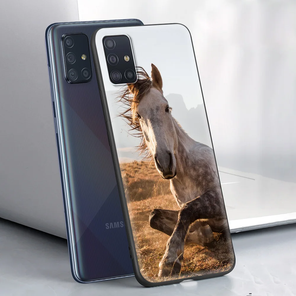 

Horse Phone Accessories Case for Samsung Galaxy A12S A12 A02S A51 A71 A52 A41 A01 A11 5G Luxury Soft Cover