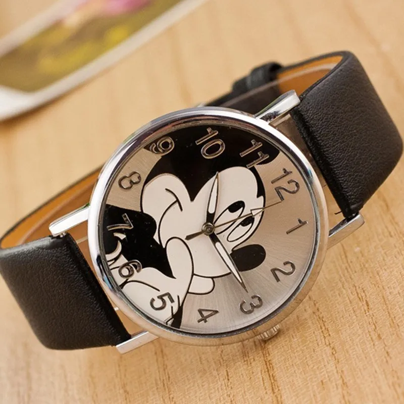 

2020 Fashion Cartoon Watch Bear minnie women watch boy cartoon watches imitation leather Unisex quartz wristwatch studen