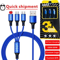 custom logo usb cable for iphone xr charging charger 3in1 micro usb cable for android usb typec mobile phone cables for samsung