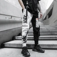 iidossan hip hop cargo pants men spring black white patchwork overalls women streetwear cotton trousers with pockets techwear