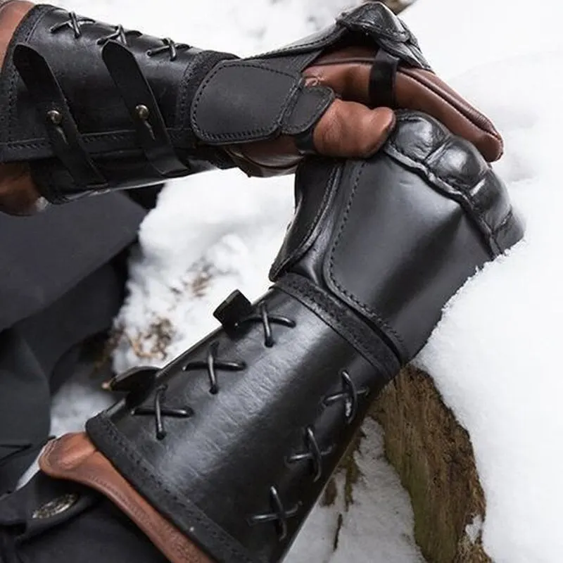 Кожаный браслет самурая в стиле стимпанк длинная перчатка манжета для защиты