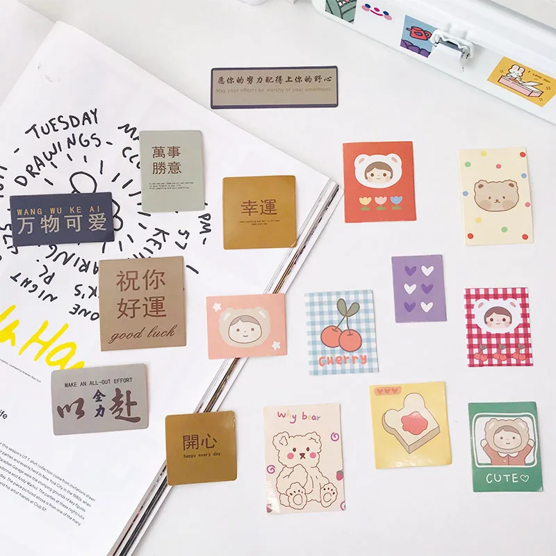 Бисквит медведь девушка милые наклейки творческие Китайские иероглифы стикеры