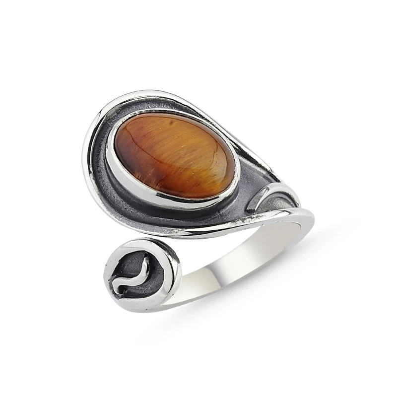 

Silver 925 Sterling Tiger Eye Stone Hand Handwork Ring
