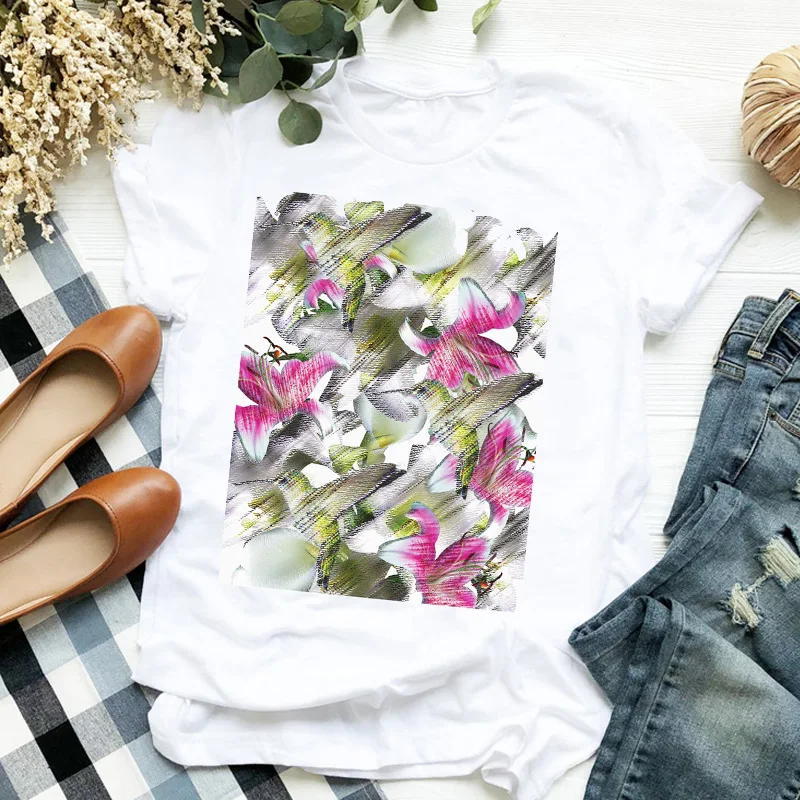 

Women Lady Flower Animal Summer Autumn 90s Clothing Floral Ladies T Tee Tshirt Womens Female Top Shirt Clothes Graphic T-shirt