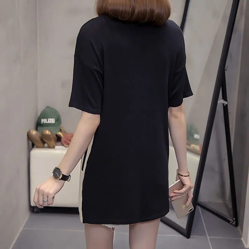 Women's T-shirt Summer Plus Size Basic Long T Shirt Top Women O Neck Short Sleeve Casual Loose Tee Femme | Женская одежда