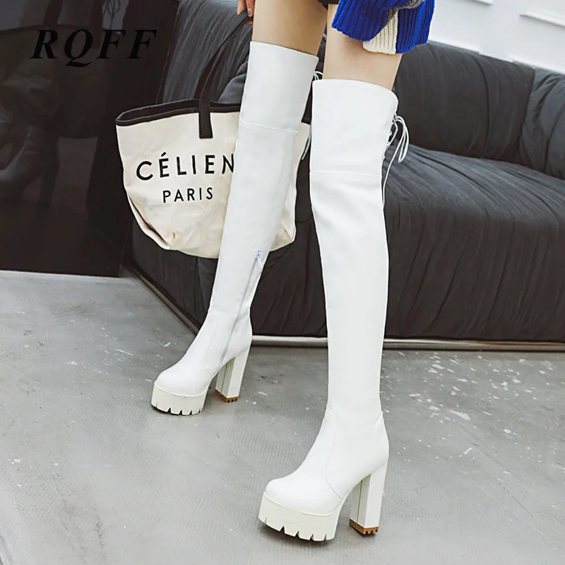 Осенне зимние сапоги выше колена Женская пикантная обувь на очень высоком