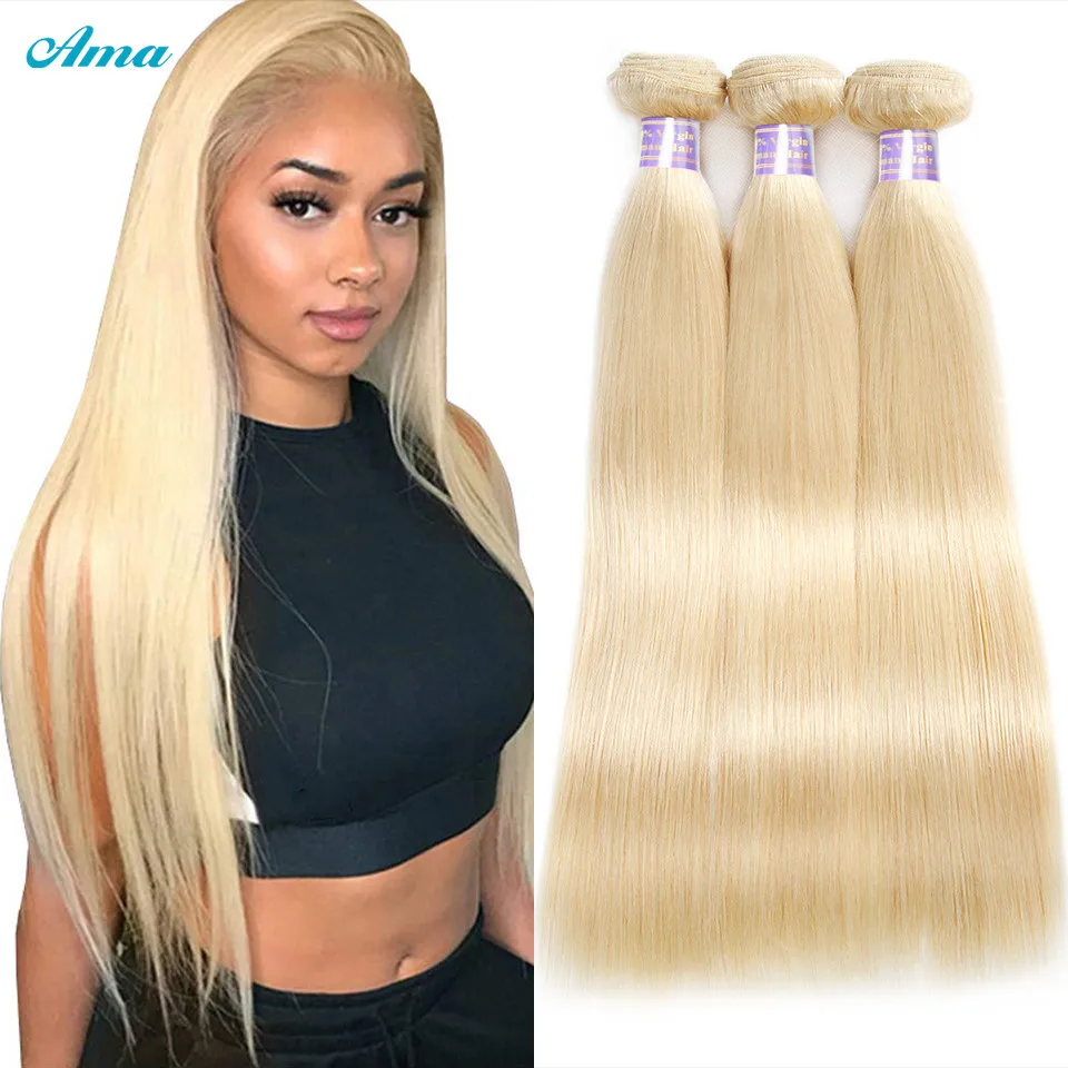 

Ama 613 Blonde Bundles Brazilian Hair Straight Hair Bundles 1/3/4 Bundle Deals 100% Human Hair For Woman Remy Hair Extension