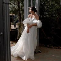 verngo simple a line organza wedding dresses puff sleeves sweetheart country bridal gowns sweep train plus size vestido de noiva