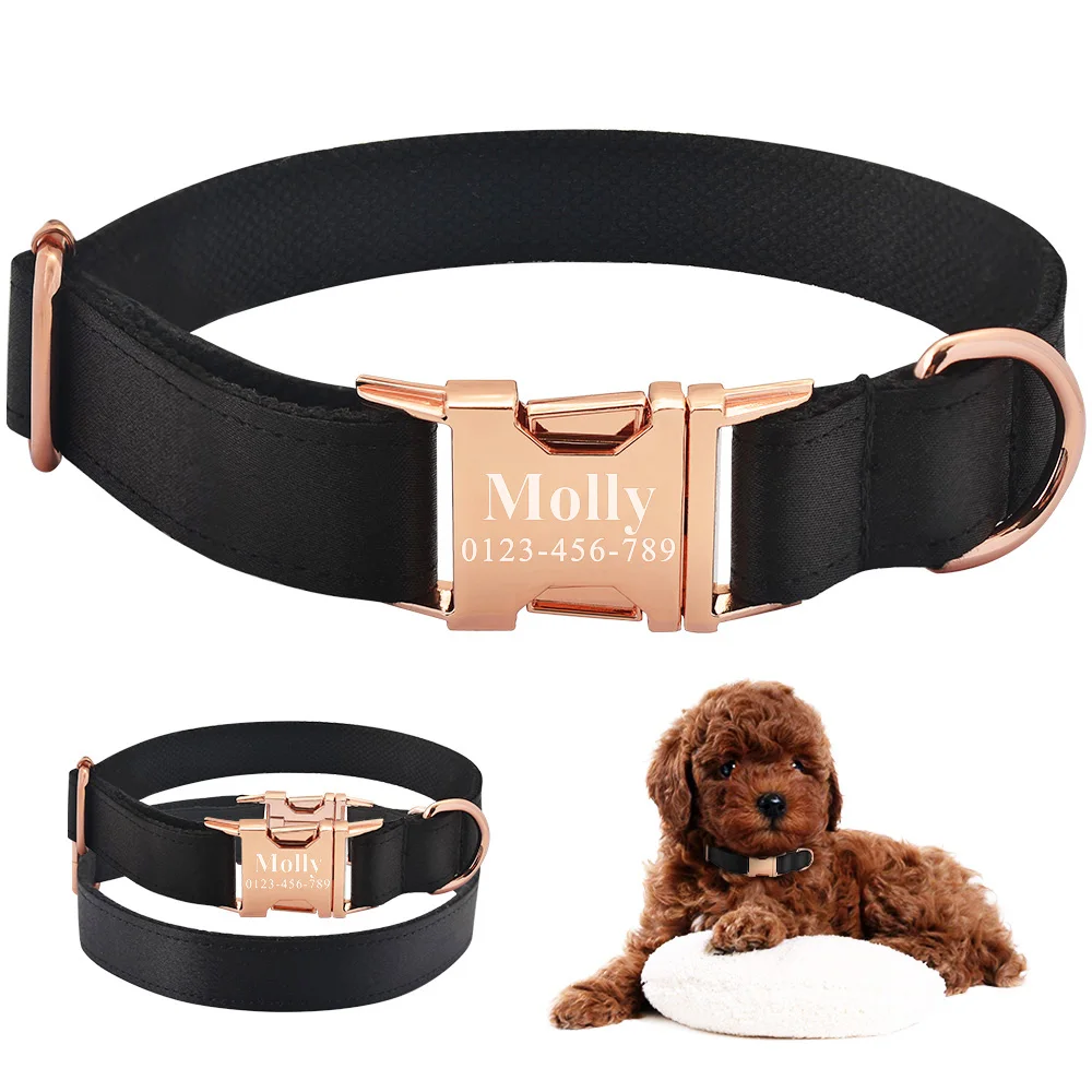 

Puppy Medium Large Products Dog Collars Adjustable Nylon Unisex Dogs Collar Personalized Dog Collar Engraved Name Custom ID Tag