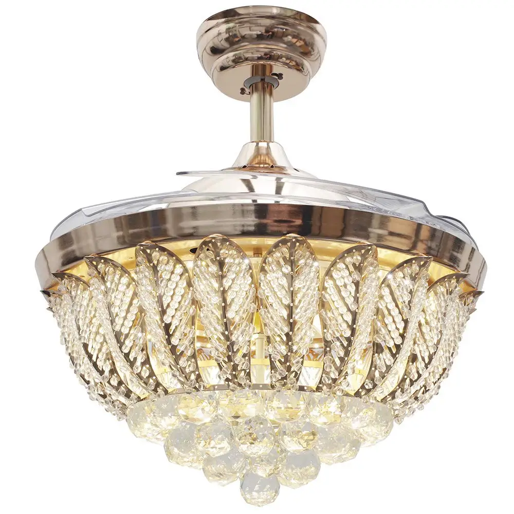 42 дюймовый Невидимый Хрустальный потолочный вентилятор светодиодный Ной