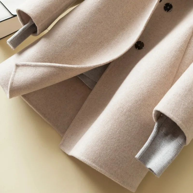 2020 100% пальто Весна Осень Длинная шерстяная куртка Элегантные женские и куртки