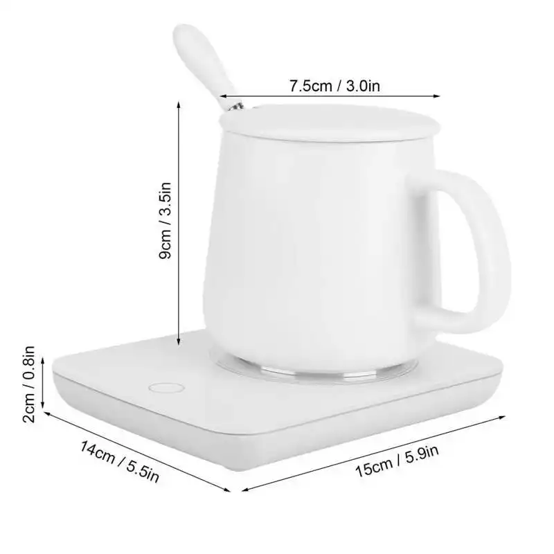 

Cup Warmer Coffee Cup Warmer with Touch Screen Switch Desktop Heating Mat for Water Milk Tea White 220V Cup Heating Plate
