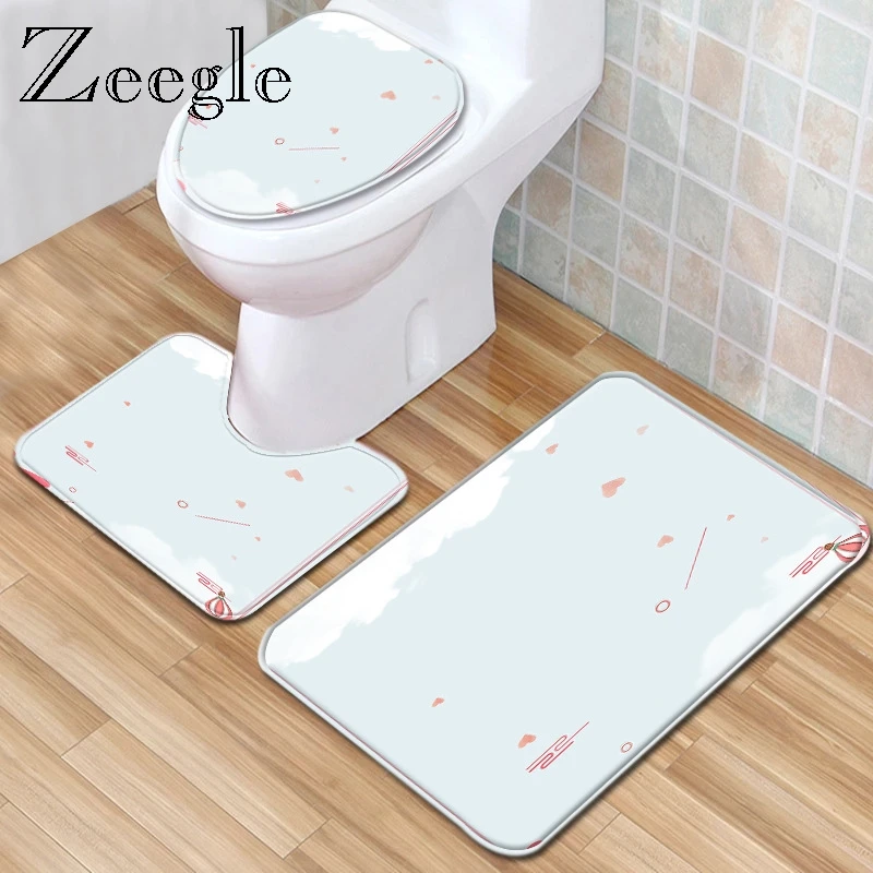 Zeegle 3 шт. коврик для ванной комнаты Набор анти скольжения Ванная комната душ