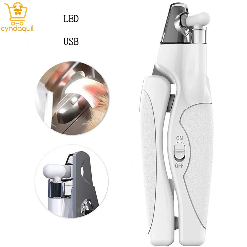 

Professional LED Dog Nail Clippers File USB Charging Safe Ergonomic Handle Pet Nail Trimmer Trapper Cat Dog Grooming Cutter