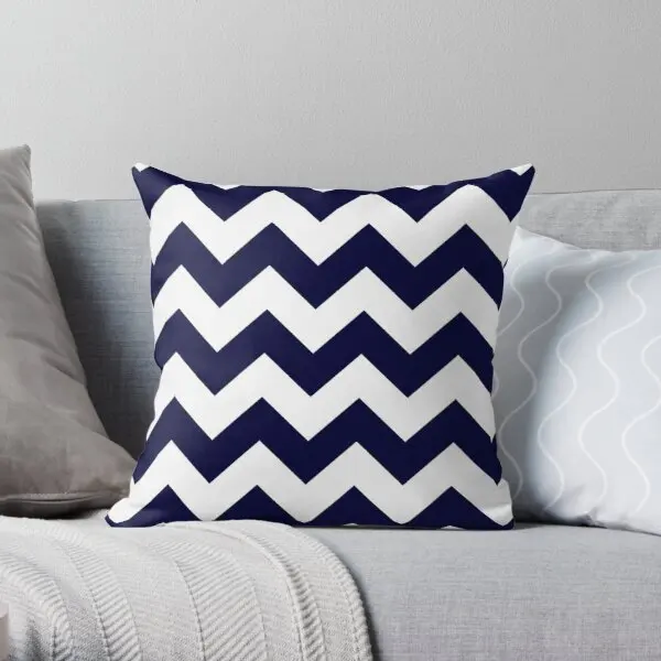 

Navy Blue And White Chevron Stripes Printing Throw Pillow Cover Wedding Decorative Anime Throw Cushion Pillows not include