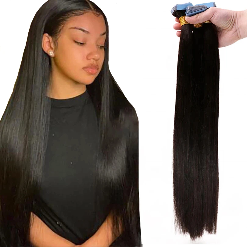 

Straight Hair Tape In Human Hair Extensions 8-30inch 40 Pcs/set 100% Human Hair Skin Wefts For Women