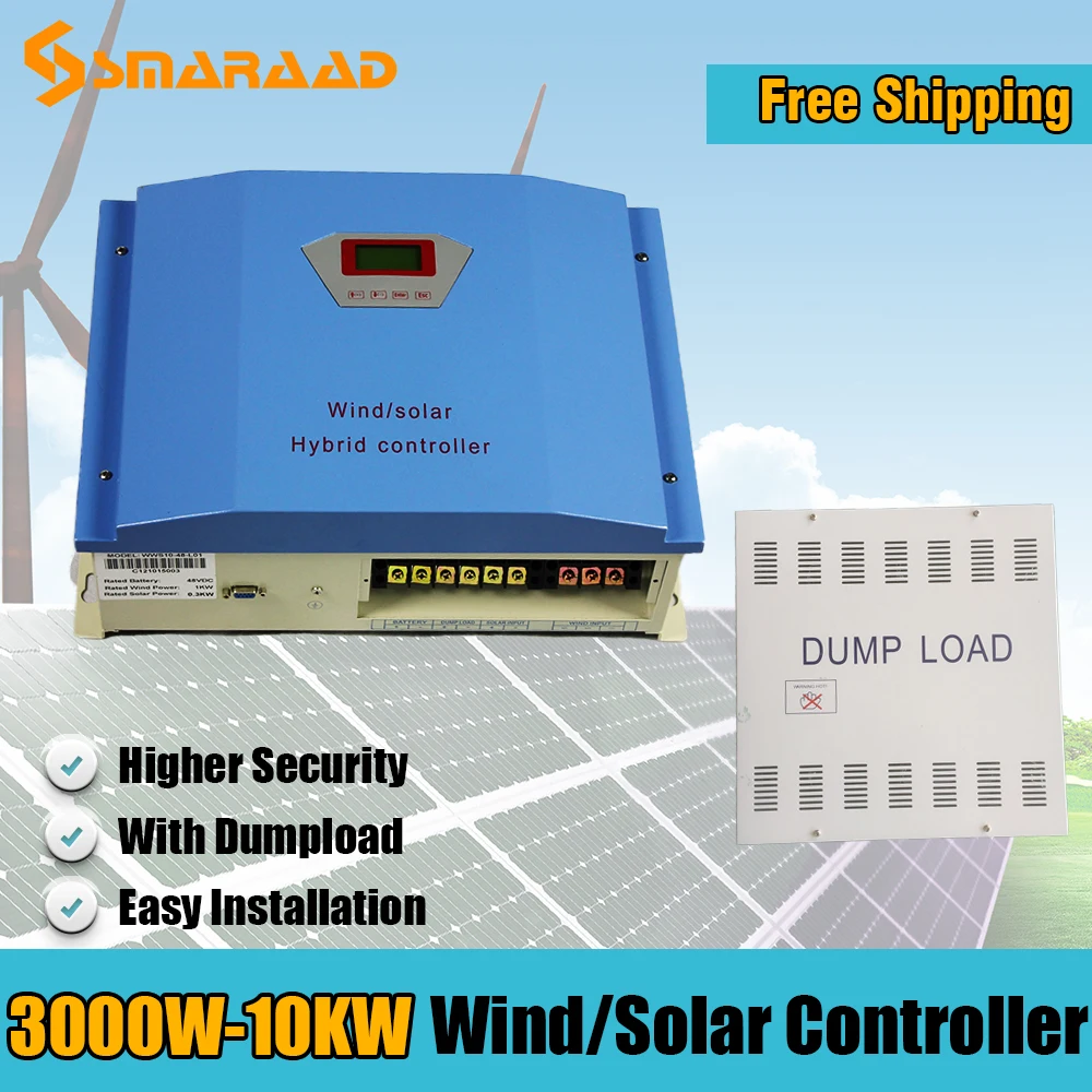 

3000w 5000w 10KW 48V 120V PWM Wind Solar Hybrid Charge Controller Regulator For Wind Turbine Generator Solar Panel With Dumpload