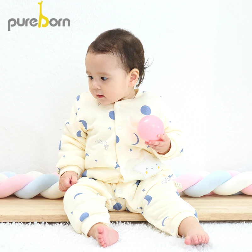 Pureborn новорожденный младенец унисекс Детский комбинезон восхитительный мультфильм стеганый хлопок подкладка мальчики девочки комбинезоны зимняя Рождественская одежда