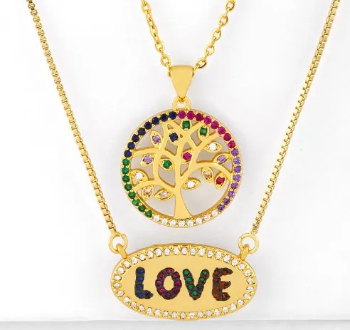 Многоцветное микро-крепление с фианитами love life tree ожерелье из кубического