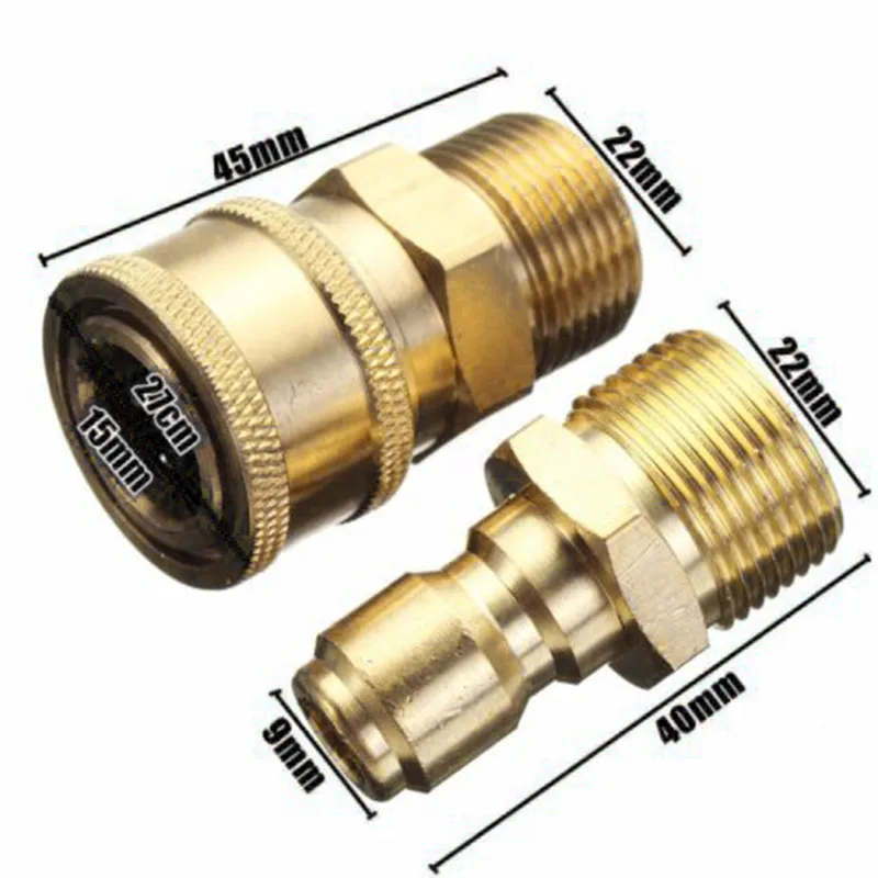 

2Pc M22 3/8 Quick Release Adapter Connecter Coupling 14.8MM For Pressure Washer