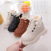kids baby girls boots winter fashion cotton shoes spring single children boys warm plush boots lace up fashion velvet snow boots