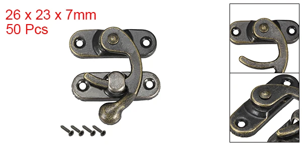 50pc R26x23mm Bronze Uxcell 12 шт. 50 шт. античный левый и правый крюк защелки Засов поворотный рычаг защелка w винты бронзовый тон серебряный золотой - Цвет: 50pc R26x23mm Bronze