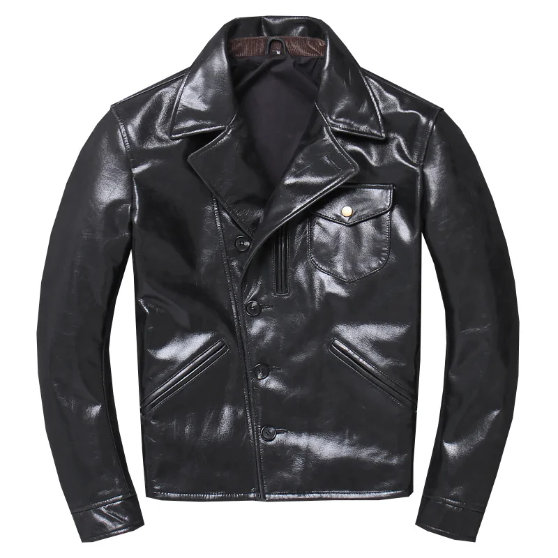 

Male Cow Leather Black Jacket Brand Designer Vintage AMEKAJI Thick Genuine Leather Coat Designer Moto Biker Style Classic Jacket