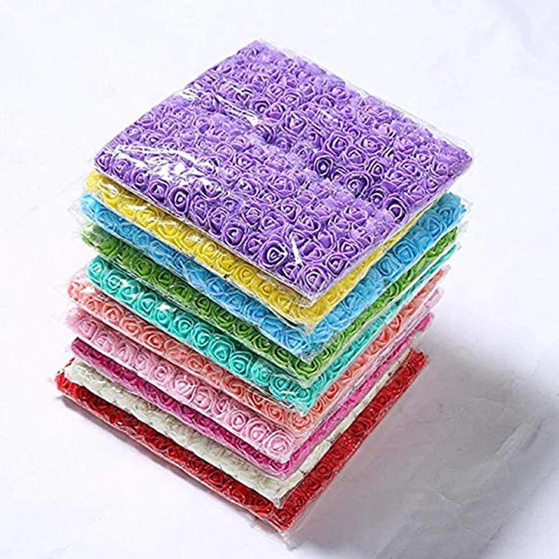 144 шт. 2 см мини пены розы Искусственные цветы Букет Многоцветный с цветочным