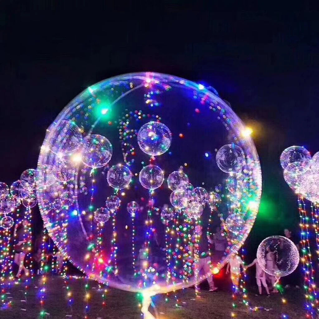Large LED Round Clear Bubble Transparent Light Up Party Bobo Balloons 18'' | Дом и сад