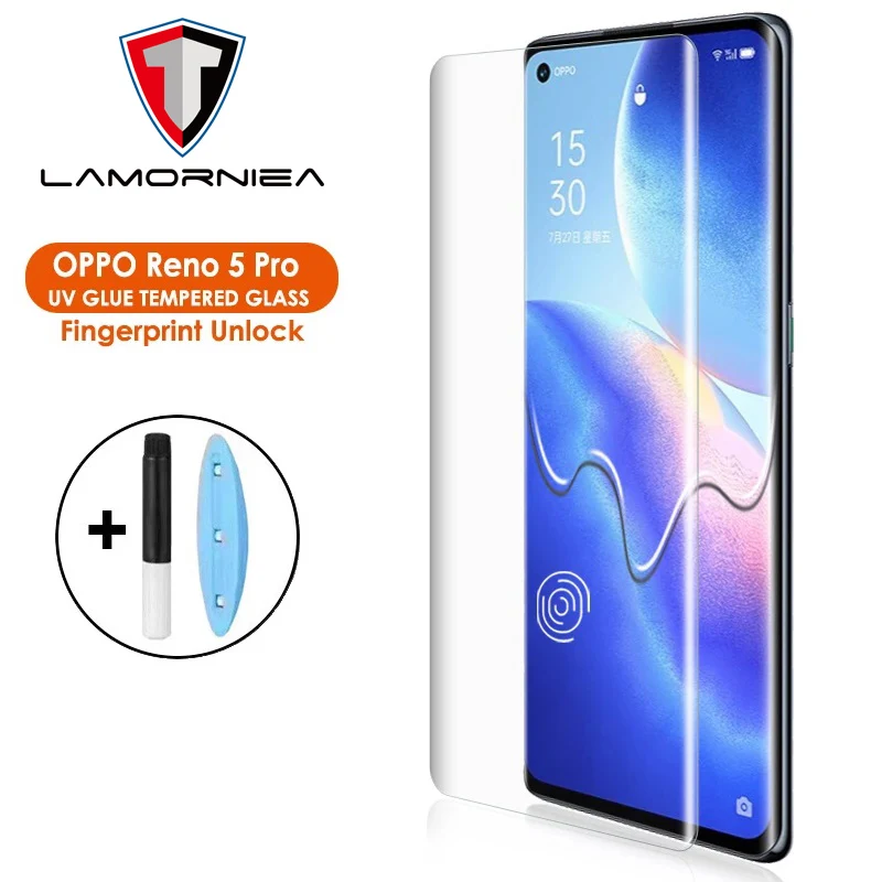 

UV Full Glue Tempered Glass For OPPO Reno 3 4 5 Pro Screen Protector For OPPO Find X 2 X3 X2 Pro X Neo UV Protective Film Glass