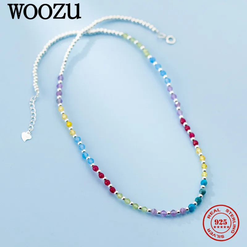 

Женское ожерелье из серебра 925 пробы, с радужными круглыми бусинами