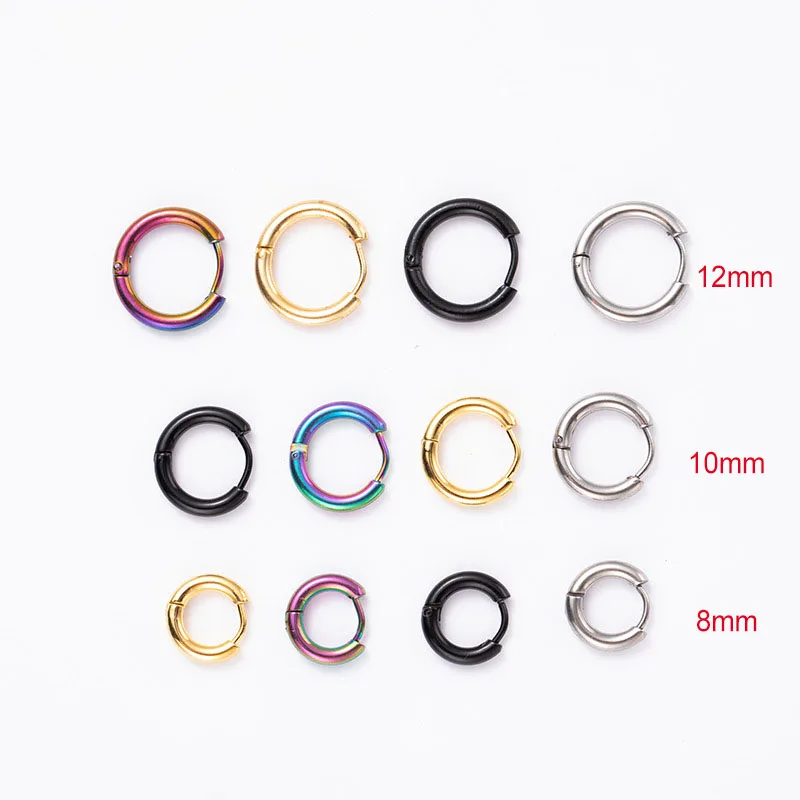 

1pair Wholesale Hoop Earrings For Women Men Silver Black Gold Colorful Round Circle Earring Inner Diameter 2.5x12mm