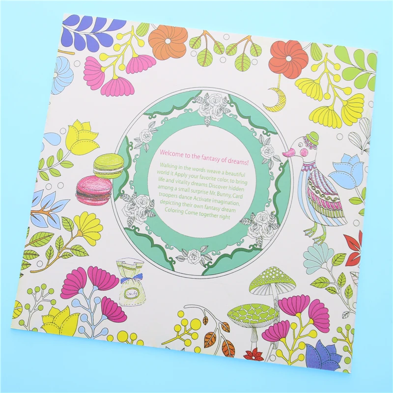 24 стр. Фэнтези мечта английское издание книжка раскраска для детей и взрослых kawaii
