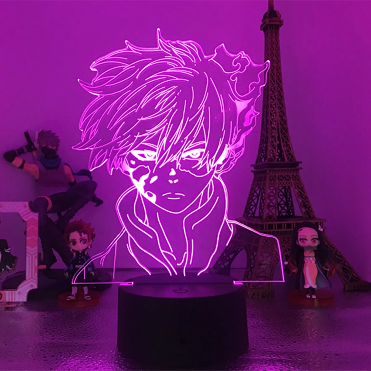 

Anime My Hero Academia Shoto Todoroki Face Design Led Night Light Lamp for Kids Child Boys Bedroom Decor Acrylic Table Lamp Gift
