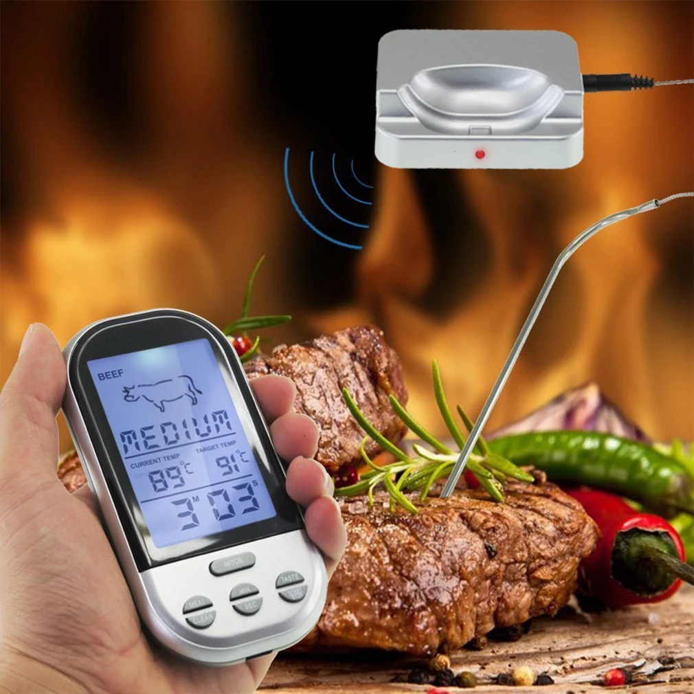 

Wireless Digital Oven And Grill Meat Thermometer And Timer With Waterproof Probe