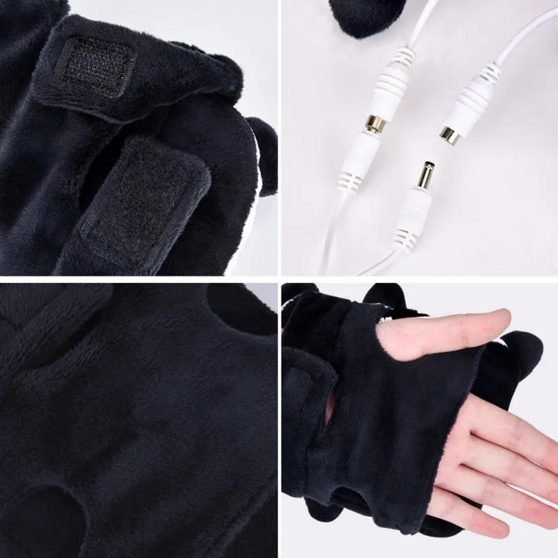 

USB Heated Gloves Electric Heating Hand Warmers Fingerless Cute Panda Shape Hand Warmer Winter Warm Gloves