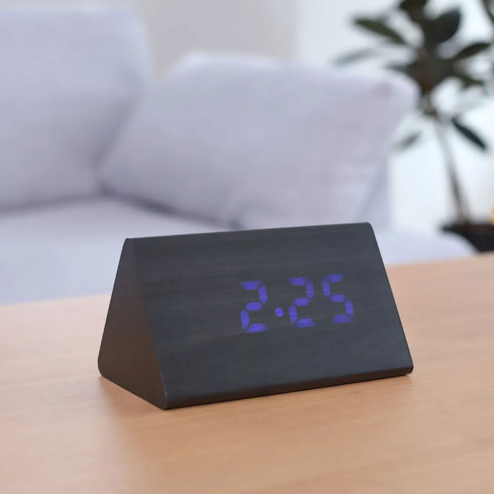 

1Set Wooden Alarm Clock with Charging Head Compatible with IOS Android Wood LED Digital Clock Snooze Function, Temperature