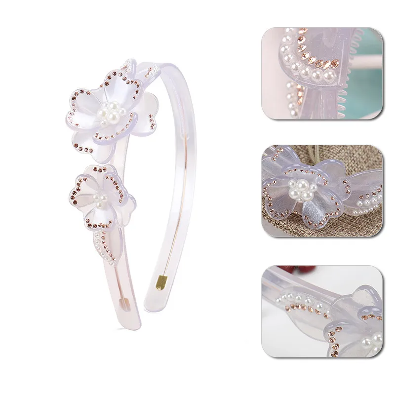 

High quality Hand-made Cellulose Acetate Headband Light Violet Flower Designed Headband with Diamond