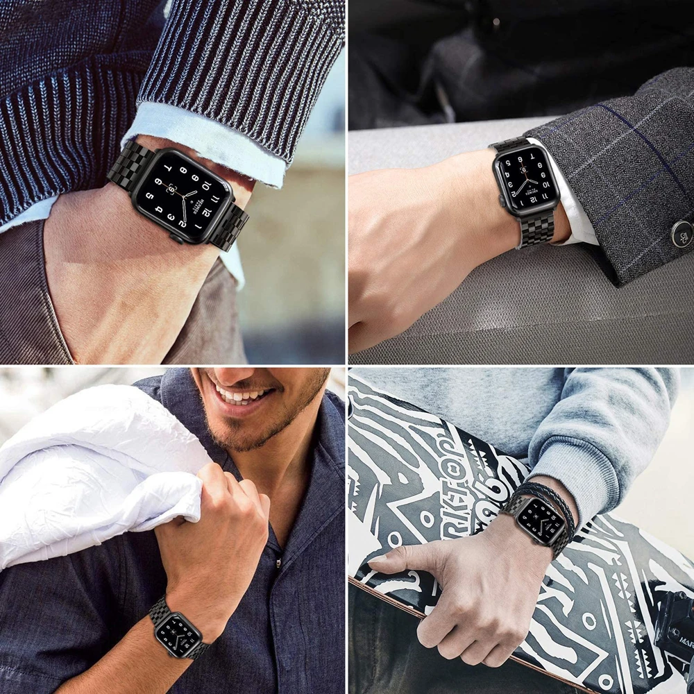 

Metal Wristband For Apple Watch SE 44mm Band Series 6 5 4 40mm Business Stainless Steel Bracelet For iWatch 6 5 Strap 38mm 42mm