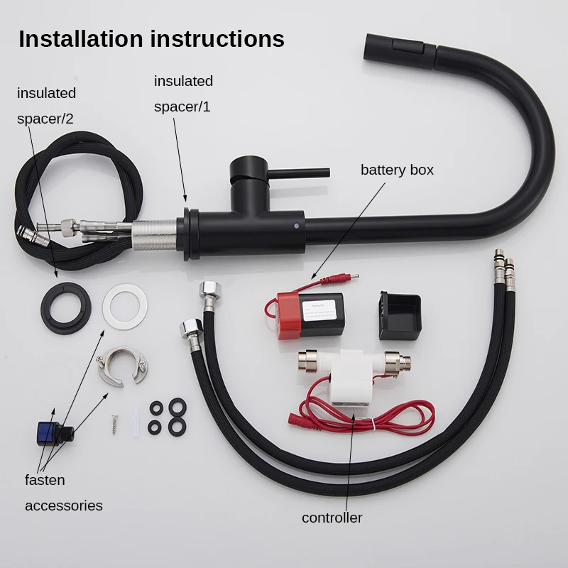 Матовый черный кухонный смеситель с выдвижным датчиком чувствительный умный