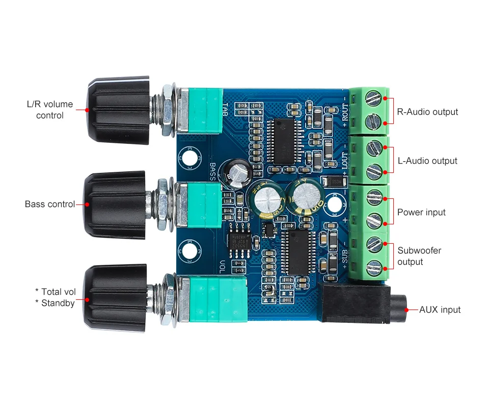 AIYIMA TPA3110 Subwoofer 2.1 Amplifier Board Audio 15Wx2+30W Mini Stereo NE5532 OP AMP Bass AMP for Woofer Speaker Home Theater