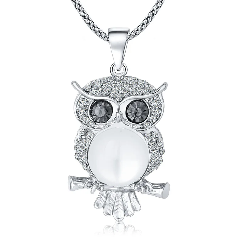 Кулон в виде совы из серебра 925 пробы с кристаллами|Подвески| |